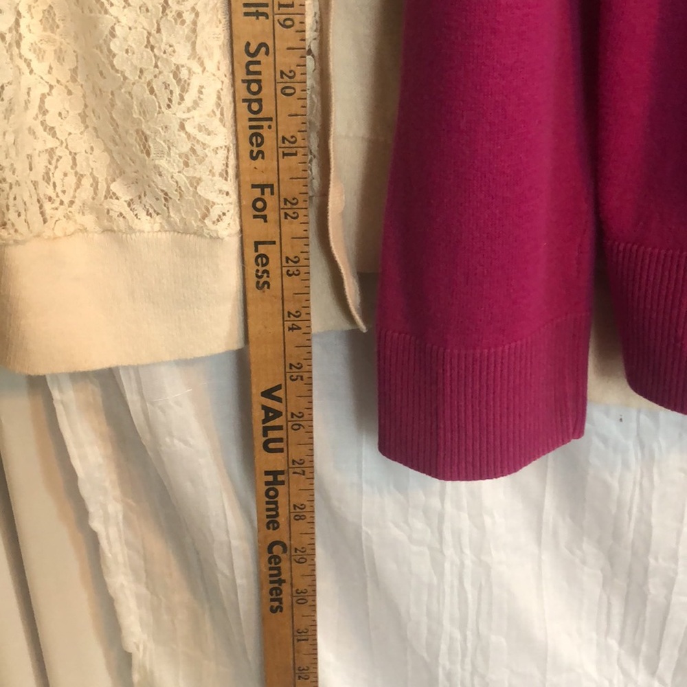 LOFT lot 3 size XL work career wear sweaters beige w/lace blue & pink cardigans - Picture 13 of 15